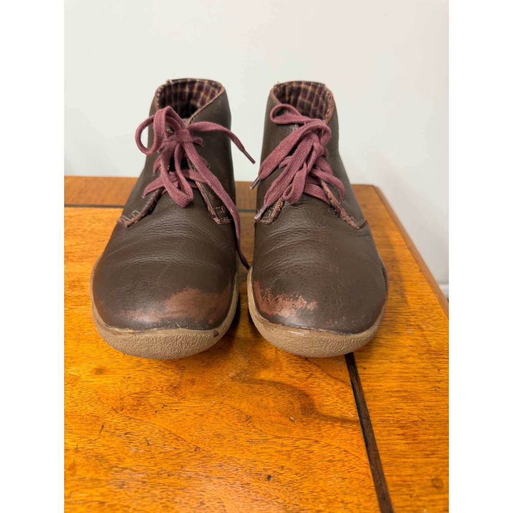 Kuru Brown Pebbled Leather Chukka Boots Plaid Lined Lace Up Ankle Shoes Womens 7